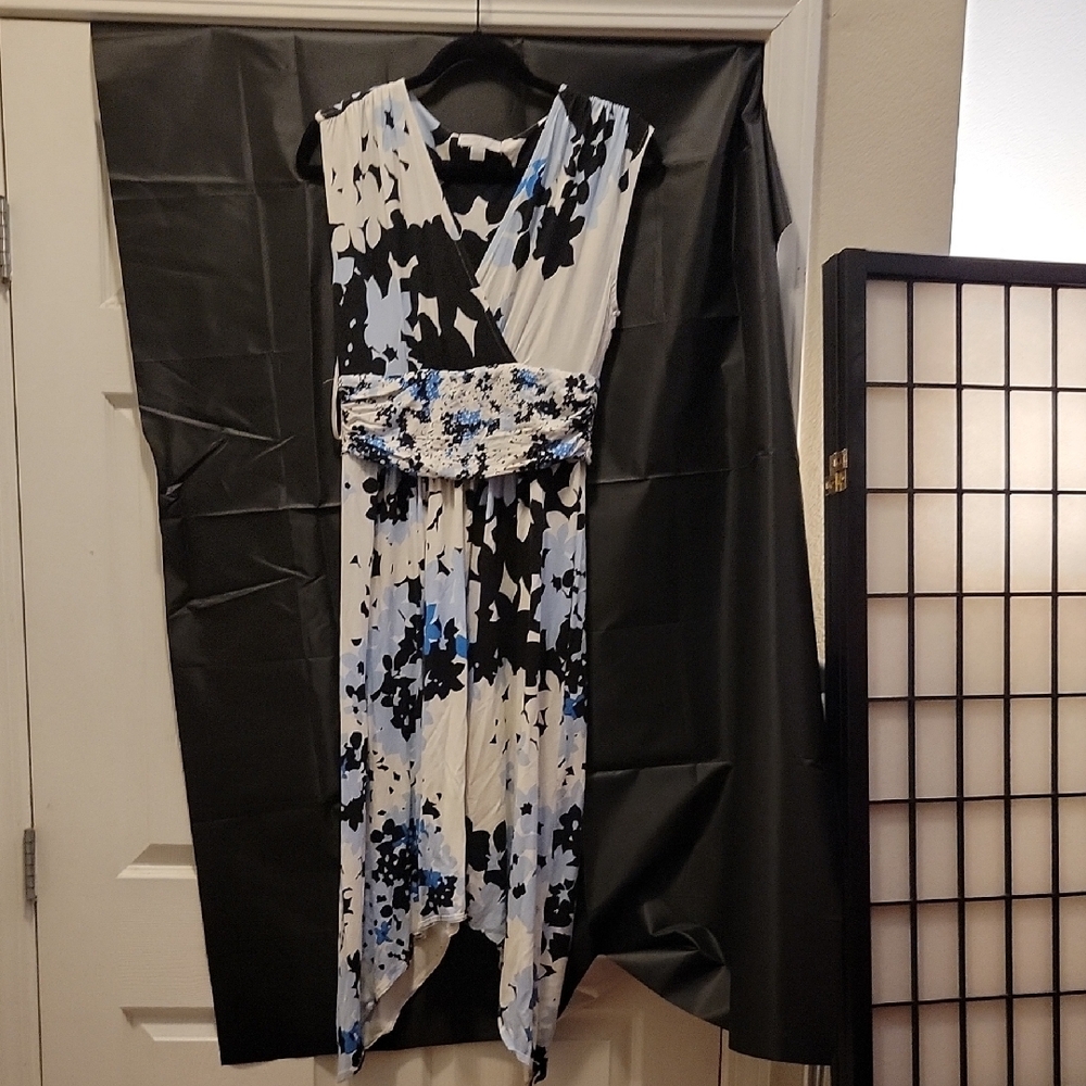 New York & Company Black and White Asymmetrical Sundress